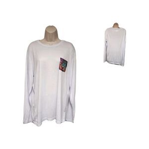 Always Advancing Long Sleeve Round Neck White Tunic Tee Shirt Size Large